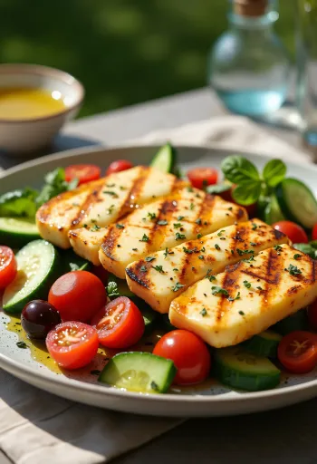 Grillezett halloumi sajt saláta