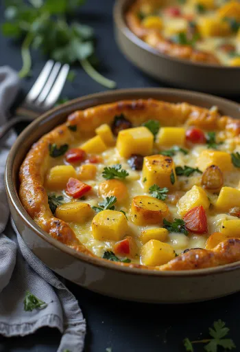 Krumplipüré-alapú quiche szeletekre vágva