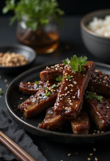 Marha Galbi, koreai marhahús pácban, szezámmaggal