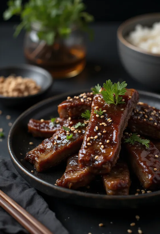 Marha Galbi, koreai marhahús pácban, szezámmaggal