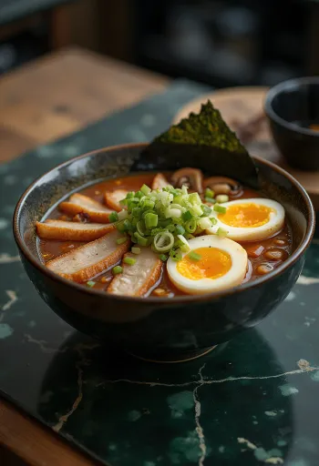 Pork belly ramen tálalva lassan sült sertéshússal