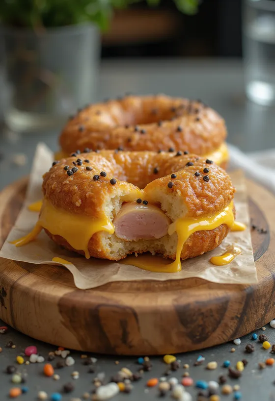 Pork Roll Doughnut frissen tálalva