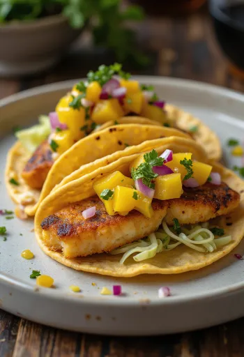 Halas tacos passiógyümölcs szósszal