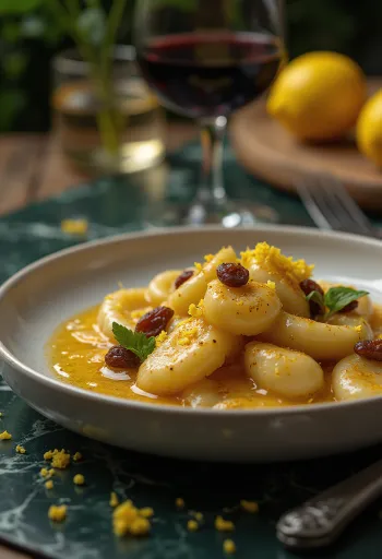 Tokaji aszús gnocchi tálalva