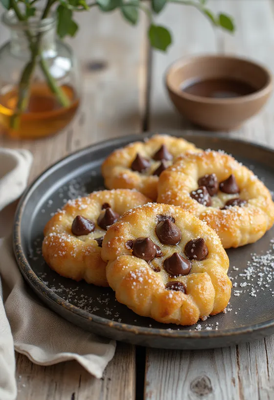 Bannock csokoládé darabokkal, aranybarna, ropogós tészta, olvadt csokidarabokkal