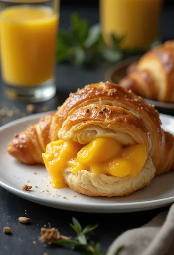 Frissen sült indiai fűszeres-mangós croissant