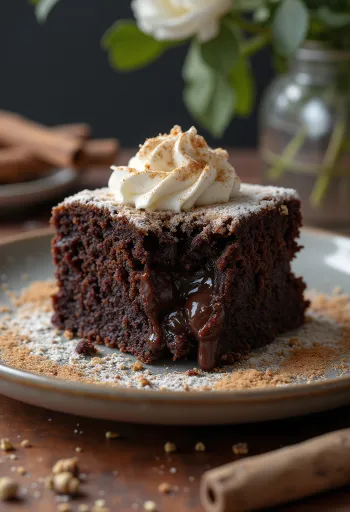 Kladdkaka fahéjas csigás ízesítéssel, gazdag és édes