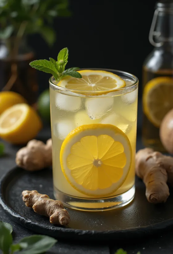 Mézes-gyömbéres limonádé frissen tálalva