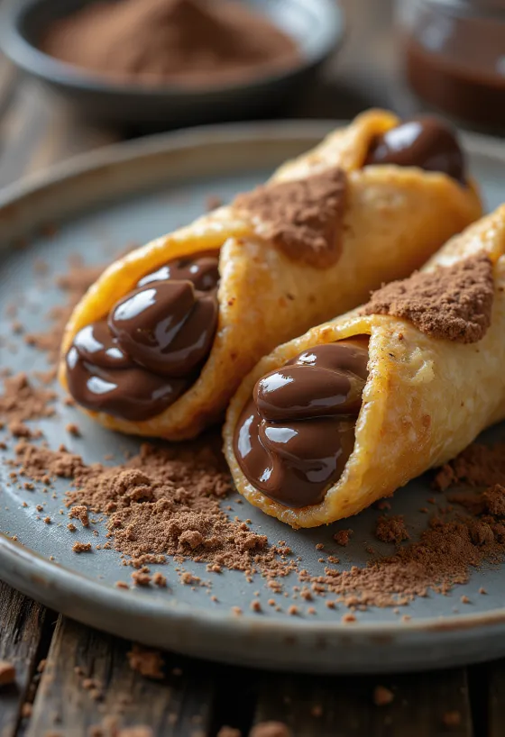 Nutellás cannoli tálalva