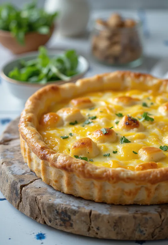 Quiche au Poulet tálalva