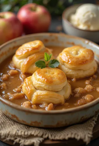 Amerikai almás dumplings tálalva