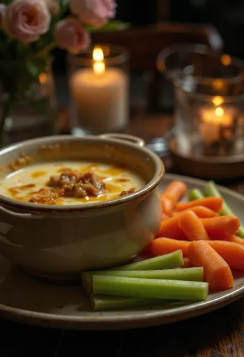 Bagna cauda nyers zöldségekkel, friss zöldségek és gazdag szósz