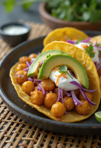 Csicseriborsós taco tálalva