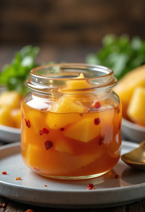 Édes-savanyú ananászos chili szósz tálalva