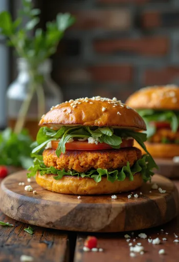 Édesburgonyás Burger tálalva