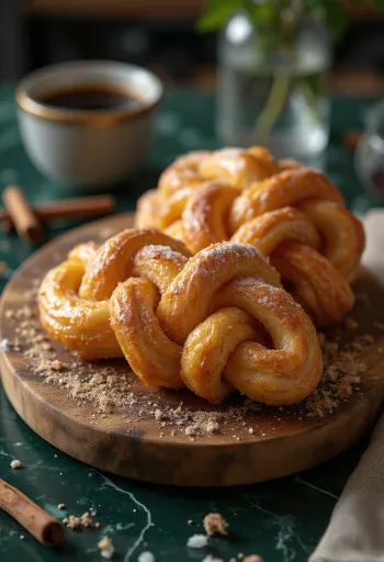 Koeksister fahéjas ízesítéssel aranybarnára sült, cukorral megszórva