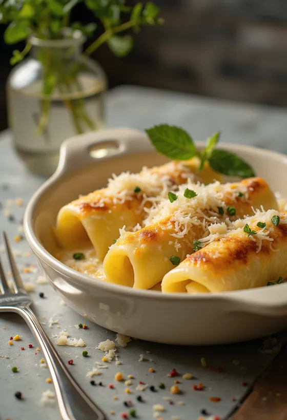 Krumplis és parmezános cannelloni sült aranybarna kéreggel