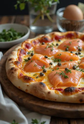 Dán stílusú pizza füstölt lazaccal