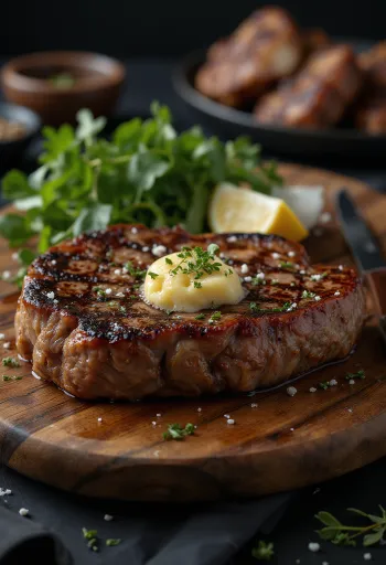 T-bone steak aranybarnára sütve