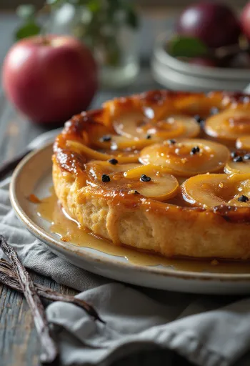 Tarte Tatin vaníliával, karamellás piskóta alma szeletekkel