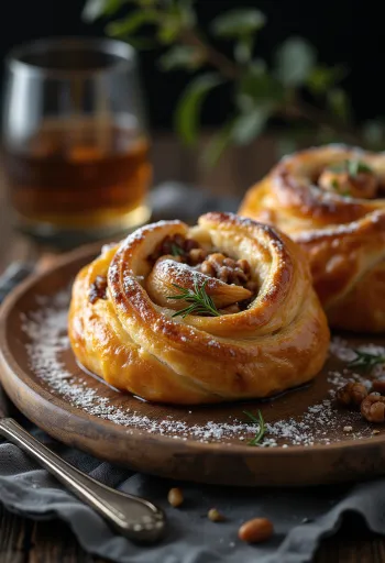 Whisky-s diós burek tálalva