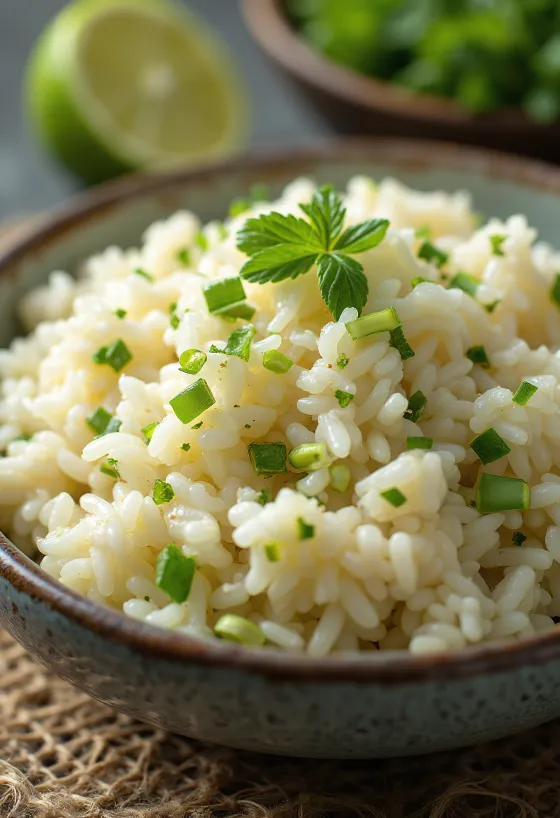 Chili lime rizs tálalva