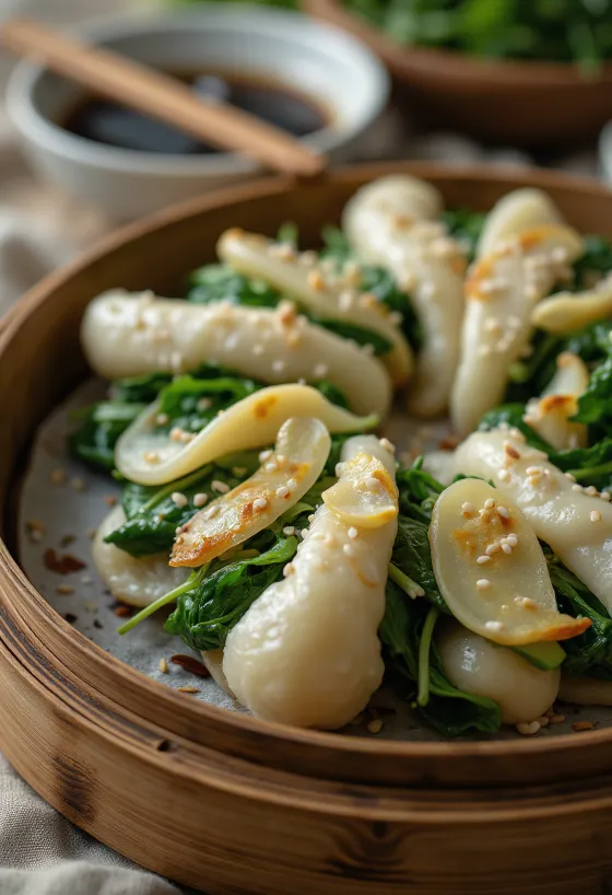 Fokhagymás spenótos bao bun tálalva