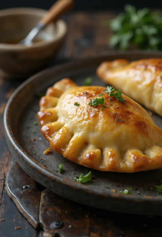 Krumplis-fokhagymás empanada aranybarnára sütve