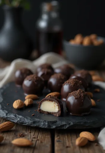 Marcipános bonbon tálalva