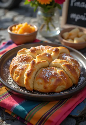 Frissen sült mexikói Pan de muerto édes kenyér