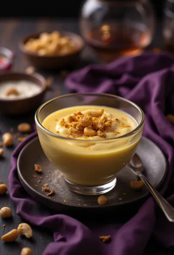 Shrikhand kesudióval tálalva
