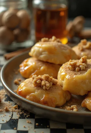 Amerikai fahéjas-diós dumplings tálalva