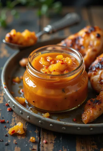 BBQ ananászos csípős pác tálalva