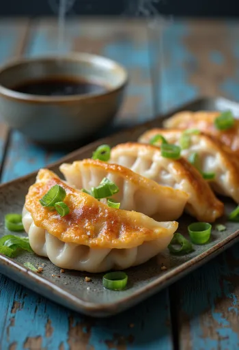 Gyoza sertéshússal, ropogósra pirítva és párolva