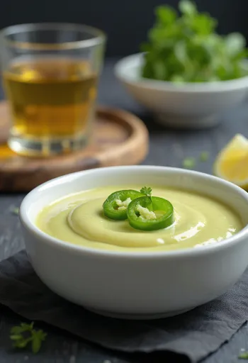 Jalapeños citromos tequilás szósz tálalva