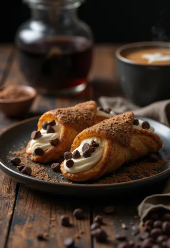 Kávélikőrös cannoli tálalva