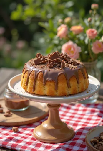 Mogyorókrémes torta tálalva