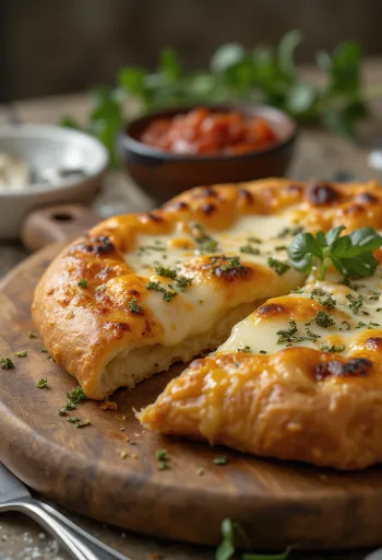 Mozzarellás calzone aranybarnára sütve