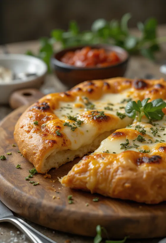 Mozzarellás calzone aranybarnára sütve
