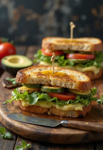 Friss panini zöldségekkel, grillezve, aranybarna kenyérrel