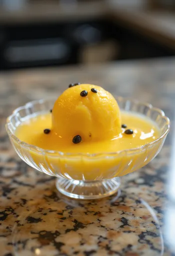 Passionfruit Sorbet tálalva