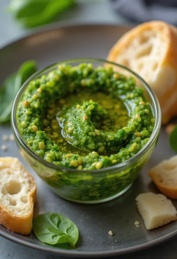 Pesto spenóttal és napraforgómaggal frissen tálalva