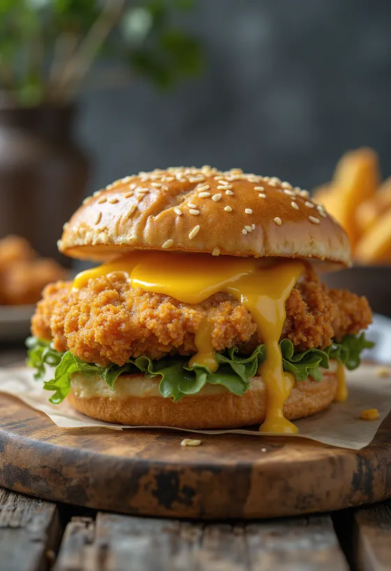 Rántott csirkés hamburger ropogós panírral