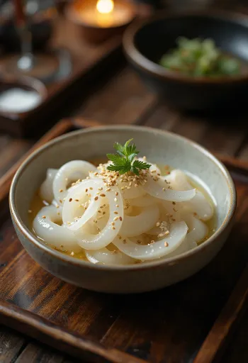 Sunomono daikon, japán saláta friss korianderrel és szezámmaggal