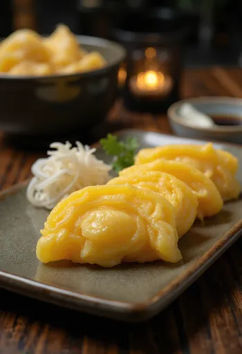 Dashimaki Tamago, japán dashi-val készült omlett, szeletekre vágva, szép aranybarna színnel