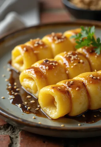 Tamagoyaki szójaszósszal, omlett gazdag szójaszószos töltelékkel
