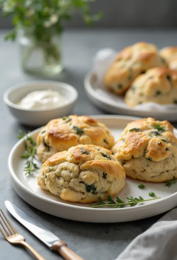 Zöldfűszeres scone tálalva