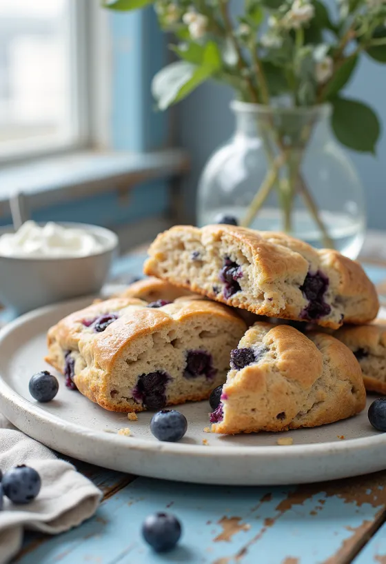 Áfonyás protein scone tálalva