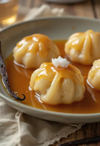 Amerikai juharszirupos dumplings tálalva
