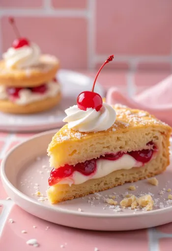 Bakewell tart mandulás mázzal, aranybarna tésztával és friss baracklekvárral